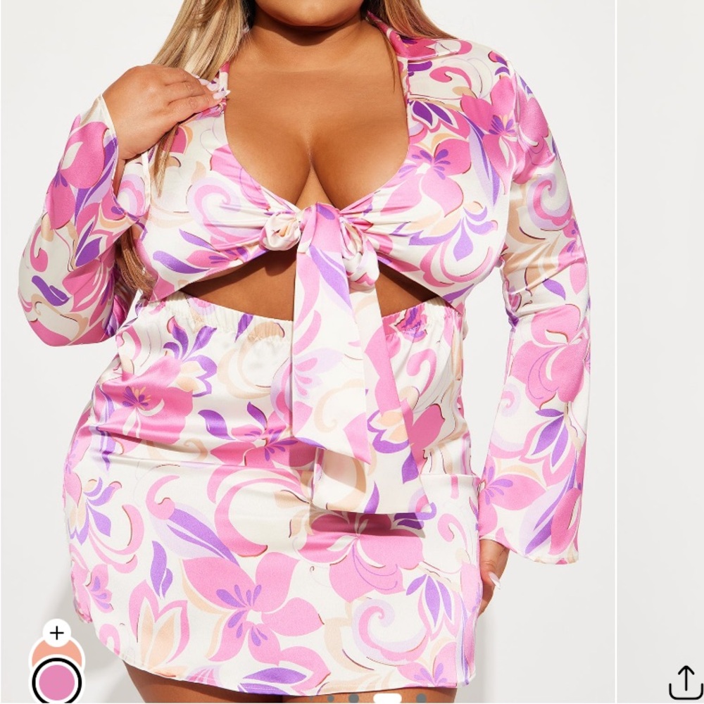 Fashion Nova Pink and Purple Floral Mini Dress